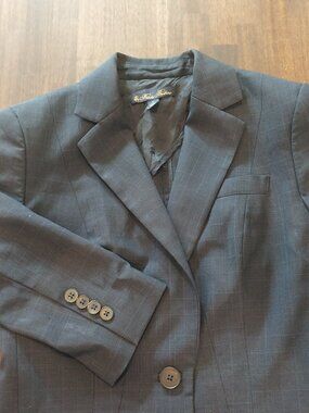 Brooks Brothers Blazer Women’s 4 Navy Blue Check 100% Wool Lightweight Fitted